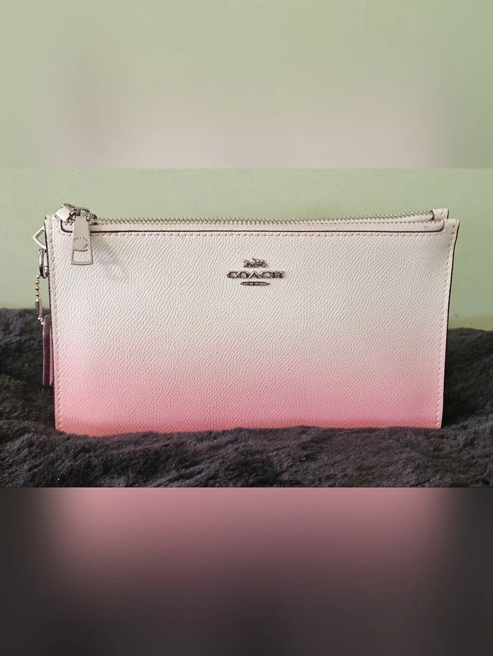 Coach Pink Ombre Crosby Leather Clutch EUC